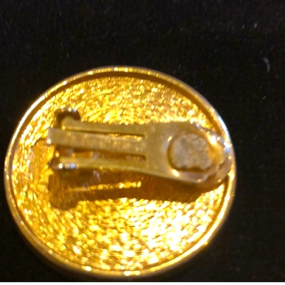 Christian Dior Iconic Monogram Clip Earrings on a Soft Texture Background - Picture 4 of 4